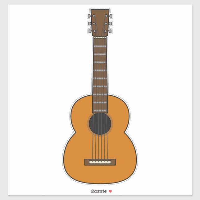 Simple Acoustic Guitar Cartoon Sticker (Sheet)