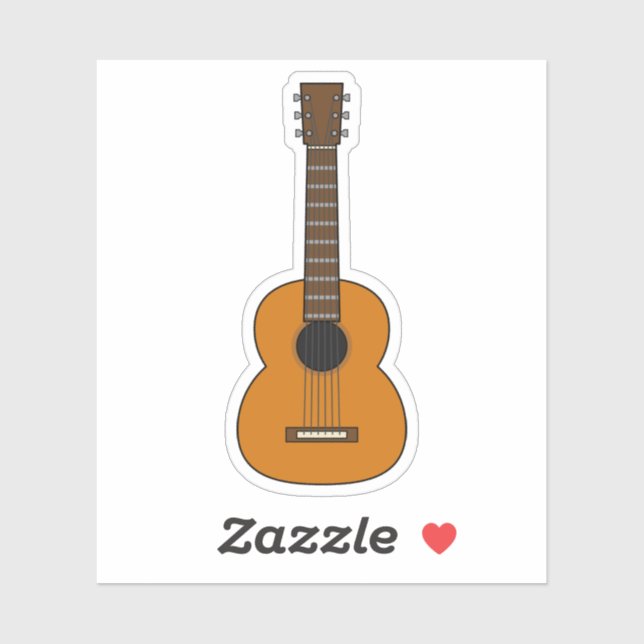 Simple Acoustic Guitar Cartoon Sticker (Sheet)