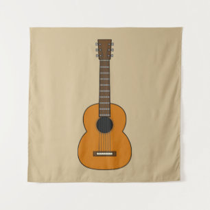 Simple Acoustic Guitar Cartoon Tapestry