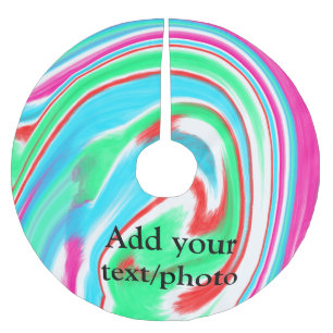 Simple acrylic pour marble add your text name cust brushed polyester tree skirt