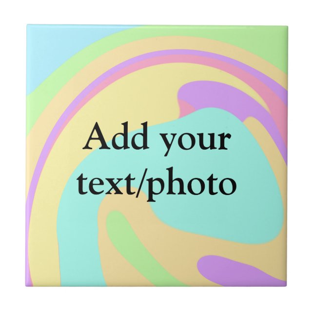 Simple acrylic pour marble add your text name cust ceramic tile (Front)