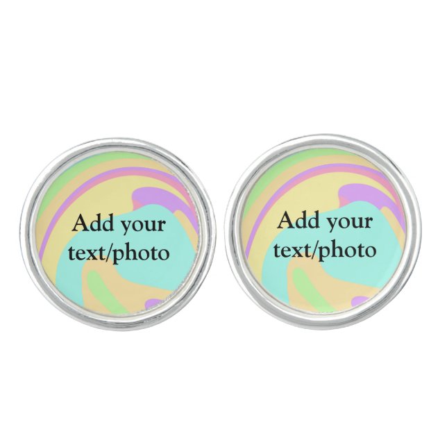 Simple acrylic pour marble add your text name cust cufflinks (Front)