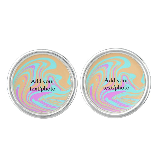 Simple acrylic pour marble add your text name cust cufflinks (Front)