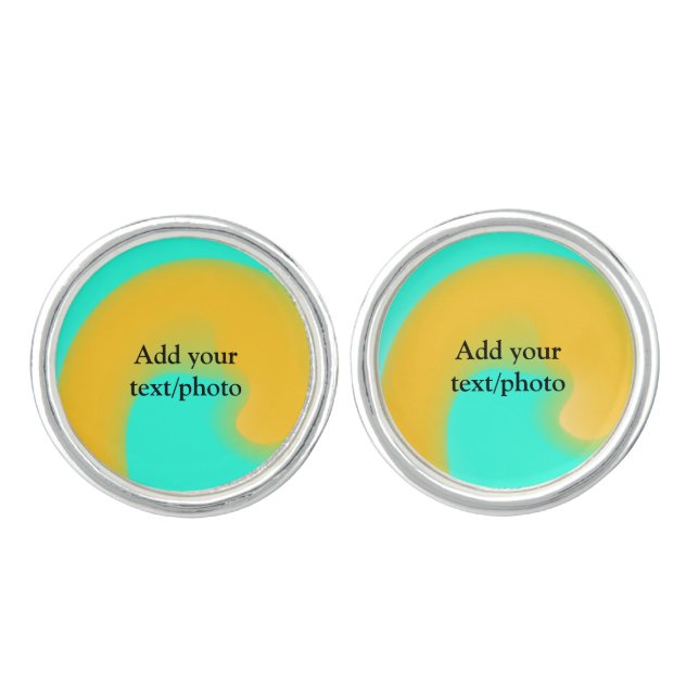 Simple acrylic pour marble add your text name cust cufflinks (Front)