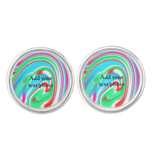 Simple acrylic pour marble add your text name cust cufflinks