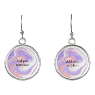 Simple acrylic pour marble add your text name cust earrings
