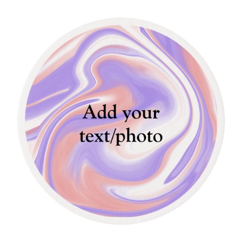 Simple acrylic pour marble add your text name cust edible frosting rounds