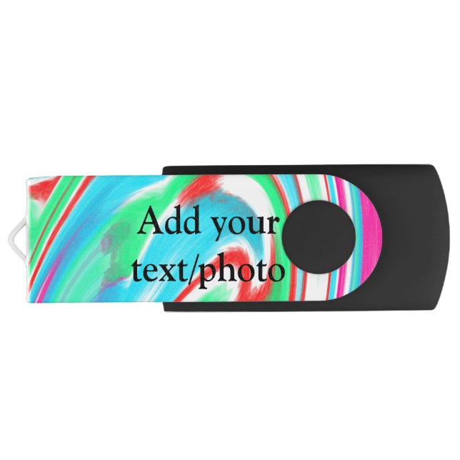 Simple acrylic pour marble add your text name cust flash drive (Back)