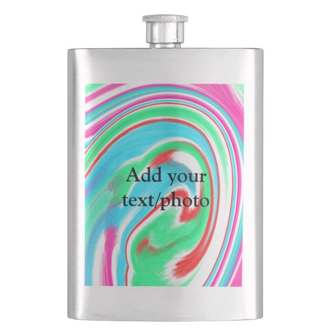 Simple acrylic pour marble add your text name cust flask (Front)
