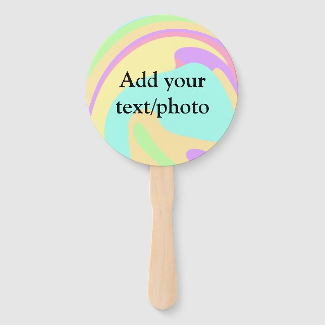 Simple acrylic pour marble add your text name cust hand fan (Front)