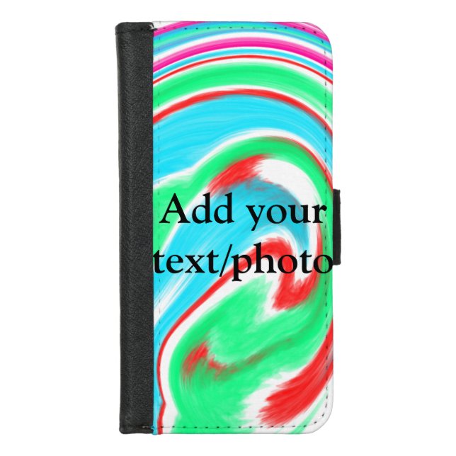Simple acrylic pour marble add your text name cust iPhone wallet case (Front)
