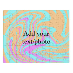 Simple acrylic pour marble add your text name cust jigsaw puzzle
