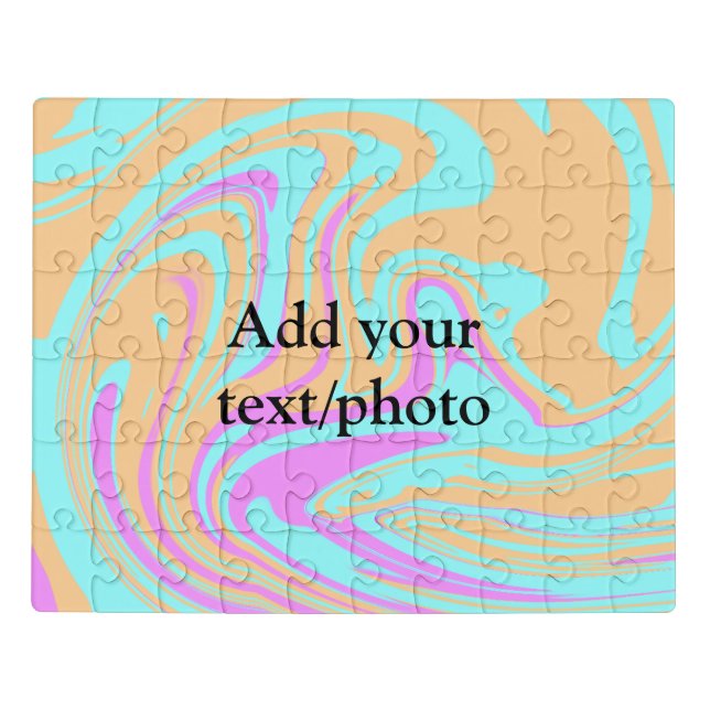 Simple acrylic pour marble add your text name cust jigsaw puzzle (Puzzle Horizontal)