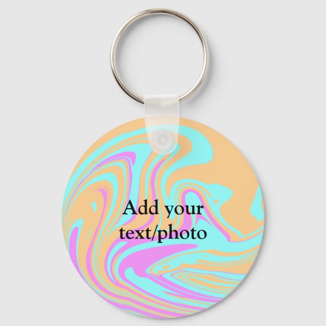 Simple acrylic pour marble add your text name cust keychain (Front)