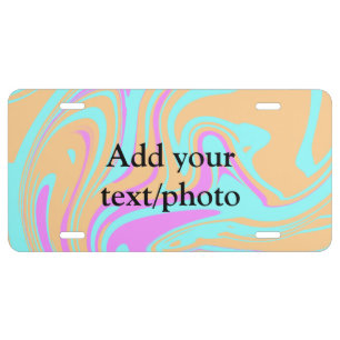 Simple acrylic pour marble add your text name cust license plate