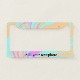 Simple acrylic pour marble add your text name cust license plate frame