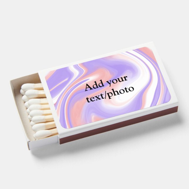 Simple acrylic pour marble add your text name cust matchboxes (Front Open)