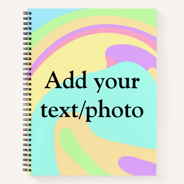 Simple acrylic pour marble add your text name cust notebook (Front)