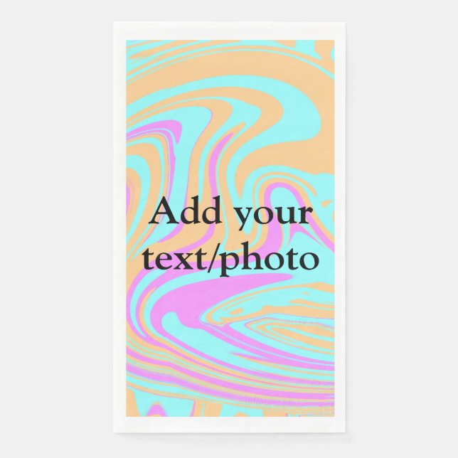 Simple acrylic pour marble add your text name cust paper guest towels (Front)