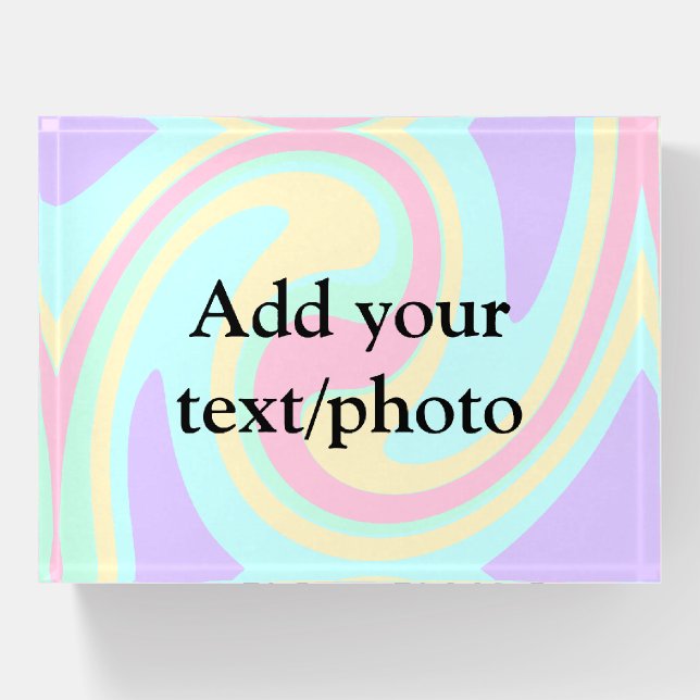 Simple acrylic pour marble add your text name cust paperweight (Front)