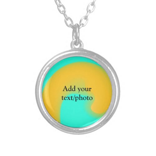 Simple acrylic pour marble add your text name cust silver plated necklace