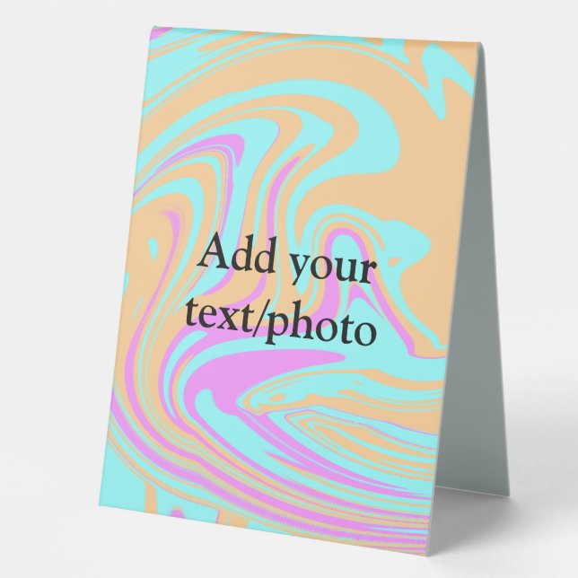 Simple acrylic pour marble add your text name cust table tent (Front)