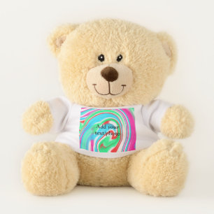Simple acrylic pour marble add your text name cust teddy bear
