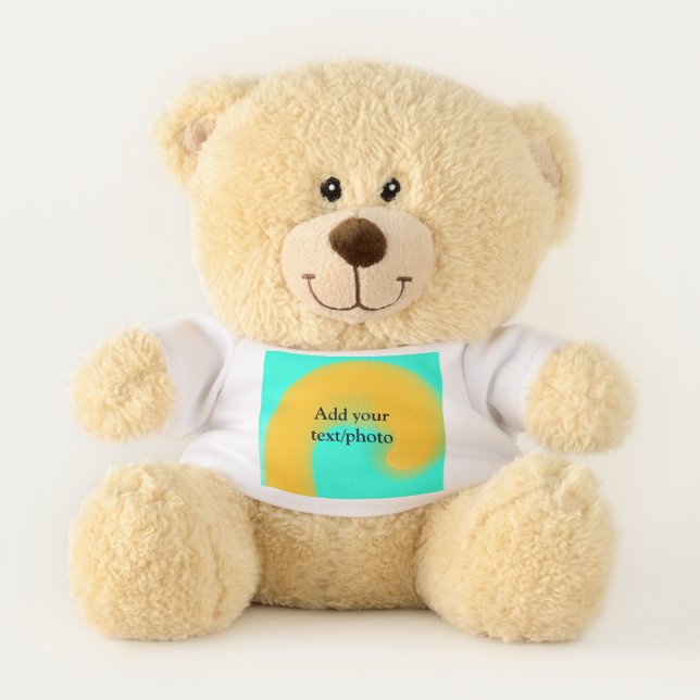 Simple acrylic pour marble add your text name cust teddy bear (Front)