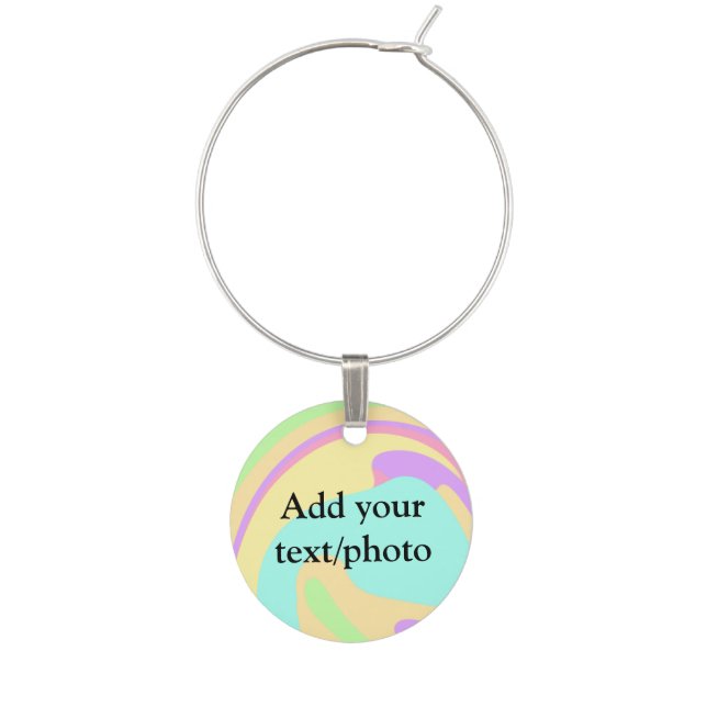 Simple acrylic pour marble add your text name cust wine charm (Front)