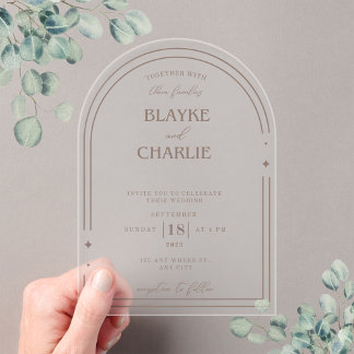 Simple Acrylic wedding arch 5 x7 invitation 