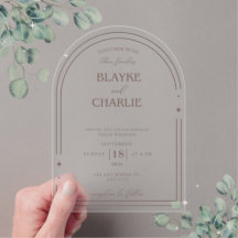 Simple Acrylic wedding arch 5 x7 invitation