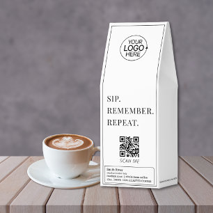 Simple Add Logo Black and White QR Code Roasted Coffee