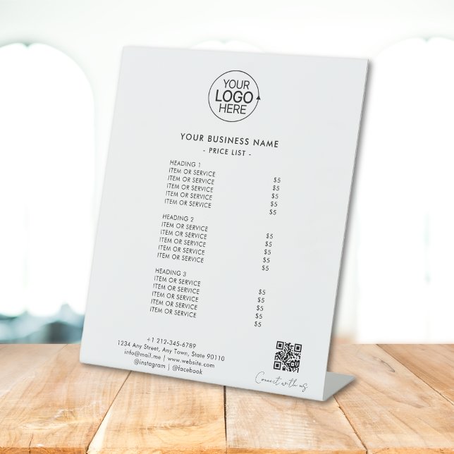 Simple Add Logo Connect With Us QR Code Price List Pedestal Sign (Simple Add Logo Connect With Us QR Code Price List Pedestal Sign)