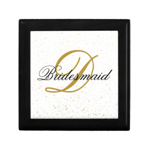 Simple Add Monogram Custom Black & Gold Bridesmaid Gift Box