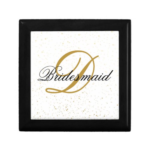 Simple Add Monogram Custom Black  Gold Bridesmaid Gift Box
