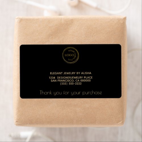 Simple Add Your Logo Black Gold Return Address Label