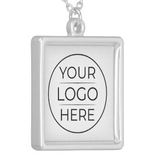 Simple Add Your Logo Business Silver Plated Necklace