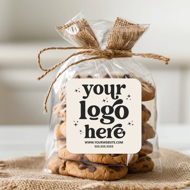 Simple Add Your Logo Promotional Business Branded Square Sticker (Creator Uploaded)