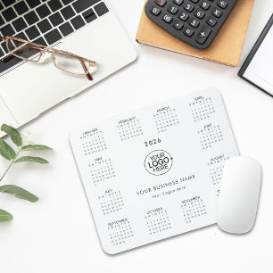 Simple Add Your Logo Typography Calendar 2026  Mouse Pad