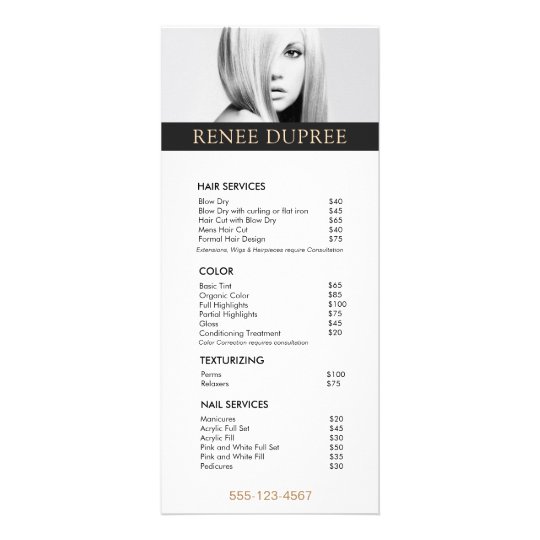 Simple Add Your Own Image Salon Price List Menu Zazzle Com