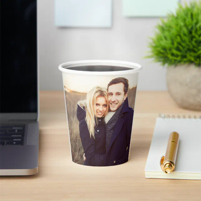Simple Add Your Own Photo Text Paper Cups | Zazzle