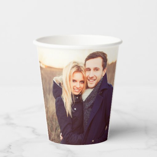 Simple Add Your Own Photo Text Paper Cups | Zazzle