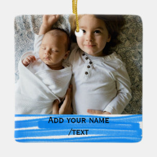 simple add your photo text colorful stars texture  ceramic ornament