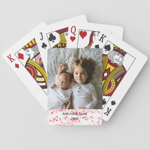 simple add your photo text colorful stars texture poker cards