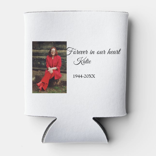 simple Add your photo text memorial keepsake Can Cooler (Front)