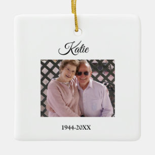simple Add your photo text memorial keepsake Ceramic Ornament