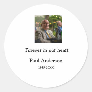 simple Add your photo text memorial keepsake Classic Round Sticker