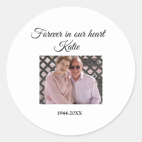 simple Add your photo text memorial keepsake Classic Round Sticker