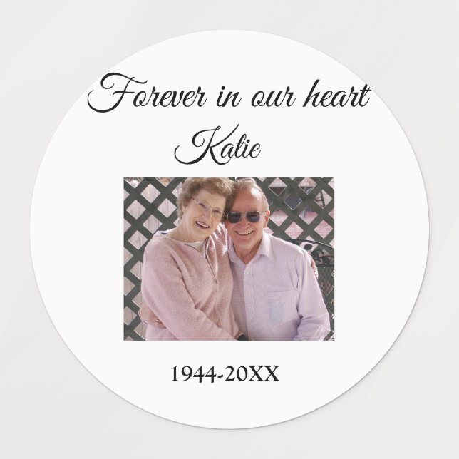 simple Add your photo text memorial keepsake Labels (Design 1)