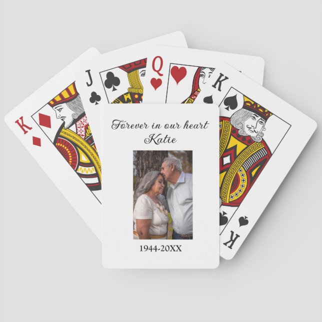 simple Add your photo text memorial keepsake Poker Cards (Back)